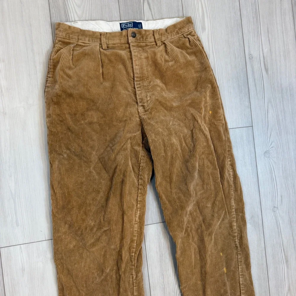 Polo Ralph Lauren Andrew Pant Mens 30x28 Tan Corduroy Pleated Straight Leg Pant
